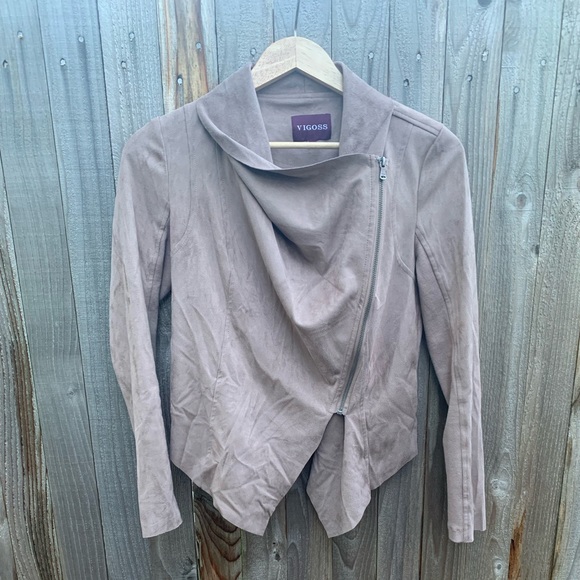 Vigoss faux suede light brown drapey jacket XS - Picture 3 of 7
